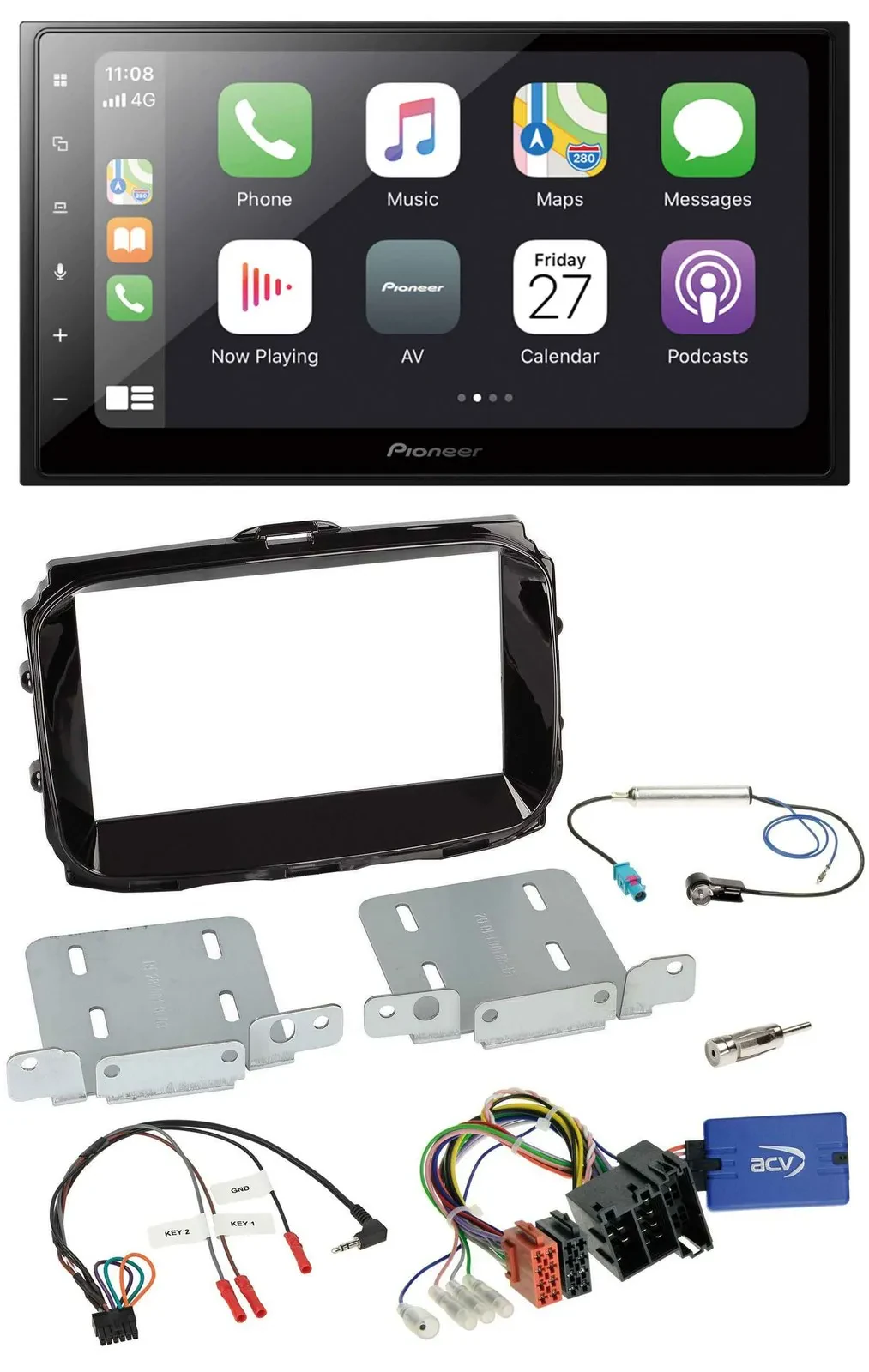 Pioneer Lenkrad Bluetooth DAB 2DIN USB Autoradio für Alfa Giulietta ISO 2013-202