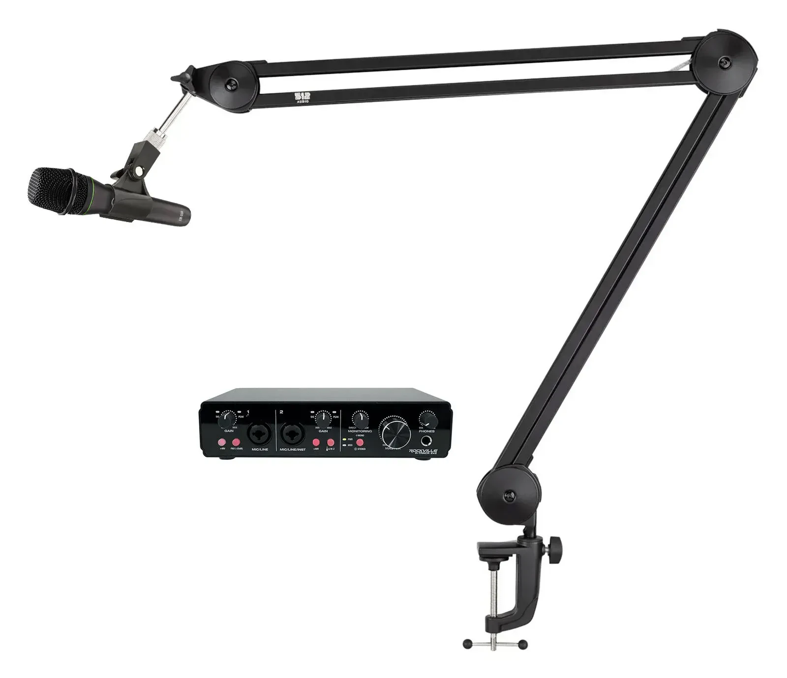 Комплект для подкастов Mackie R-TRACK 2x2+EM-89D+Broadcast Boom Arm