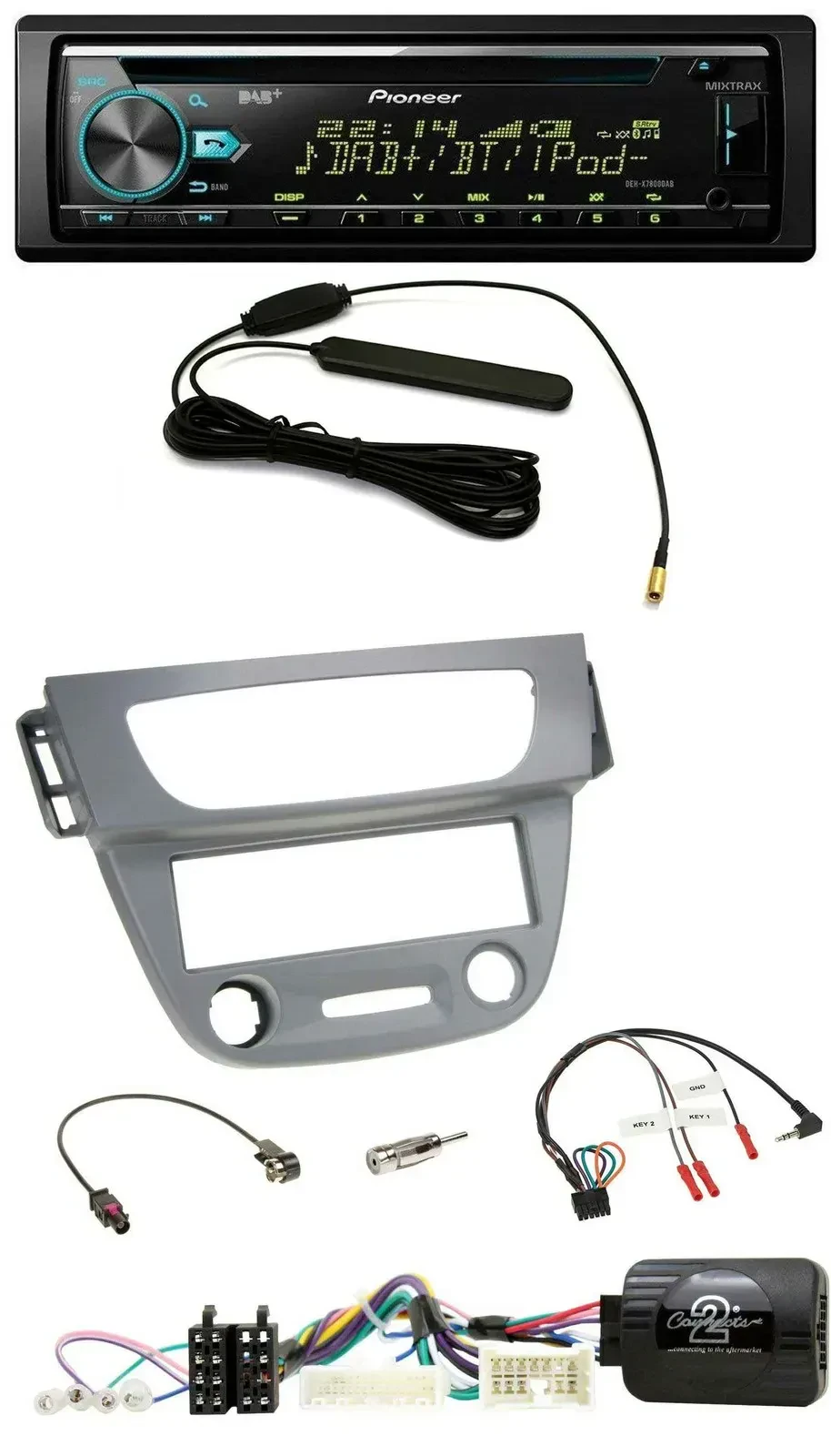 Автомагнитола Pioneer CD/MP3, DAB, USB для Renault Megane 3 (2012–2014), серый