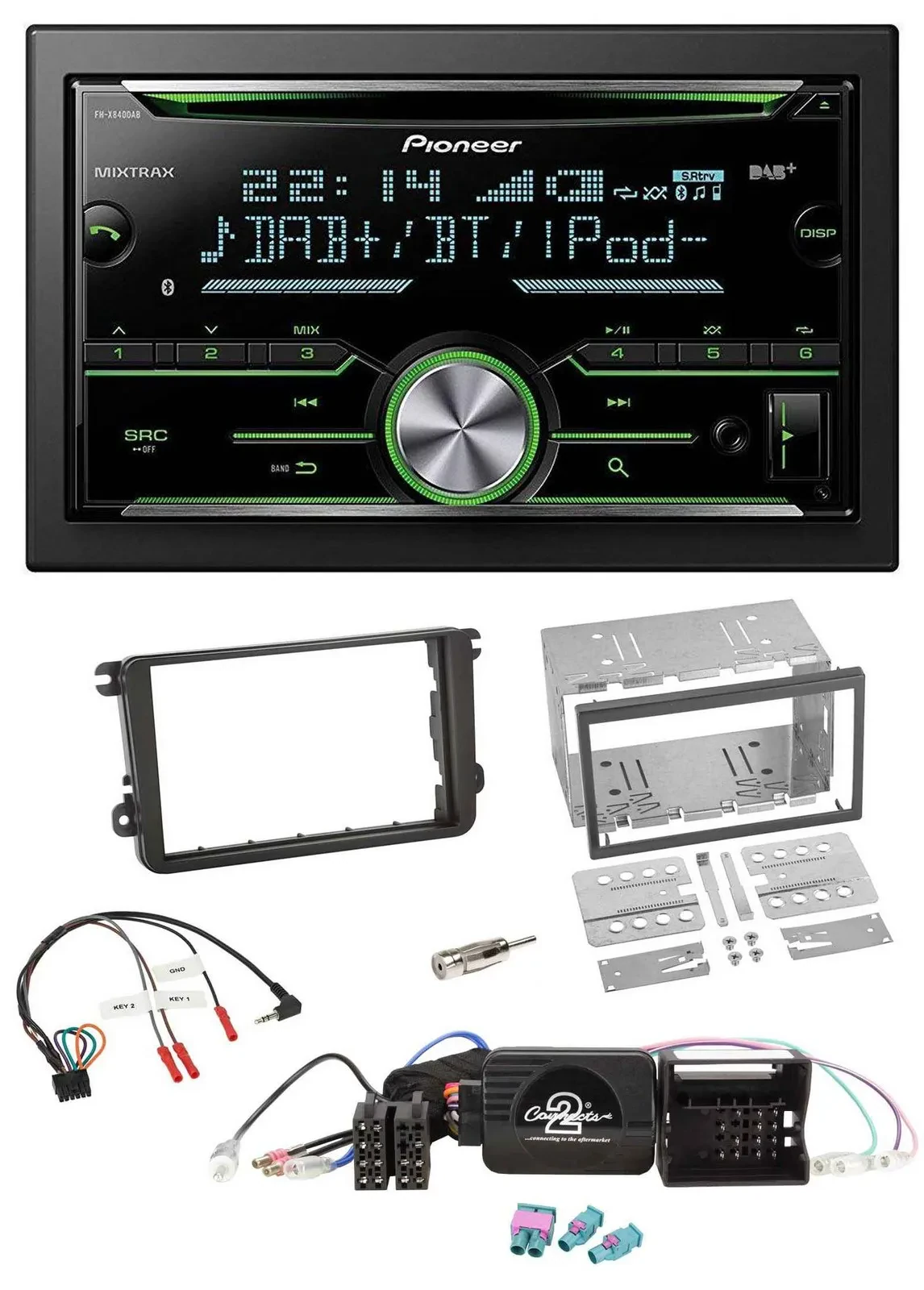 Pioneer Bluetooth Lenkrad DAB 2DIN USB CD Autoradio für VW Amarok Beetle EOS Cad