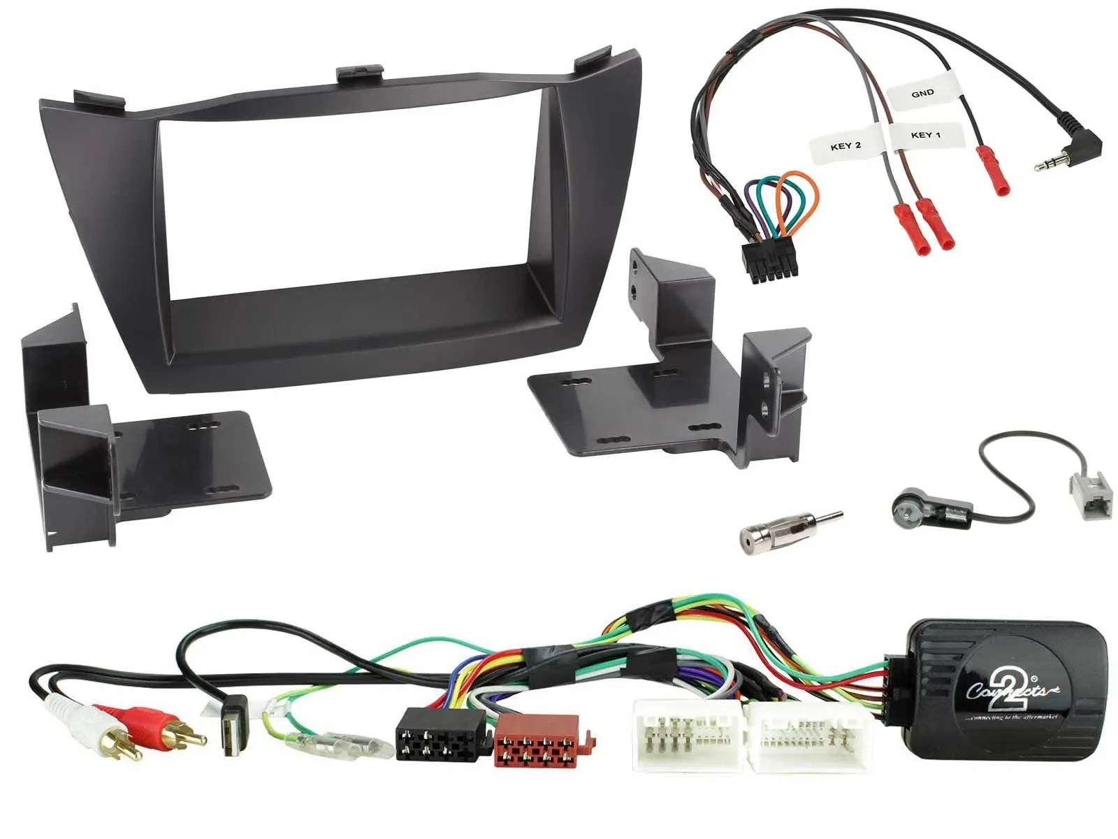 Radioset Lenkradadapter Doppel DIN Autoradio für Hyundai Tucson 2010-2015 schwar