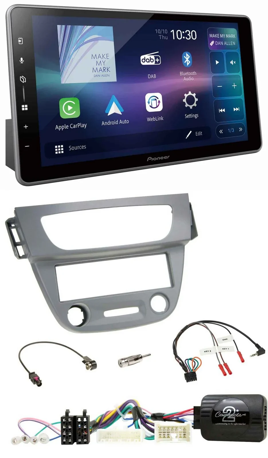 Pioneer Bluetooth USB DAB Lenkrad Autoradio für Renault Megane 3 2012-2014 grau