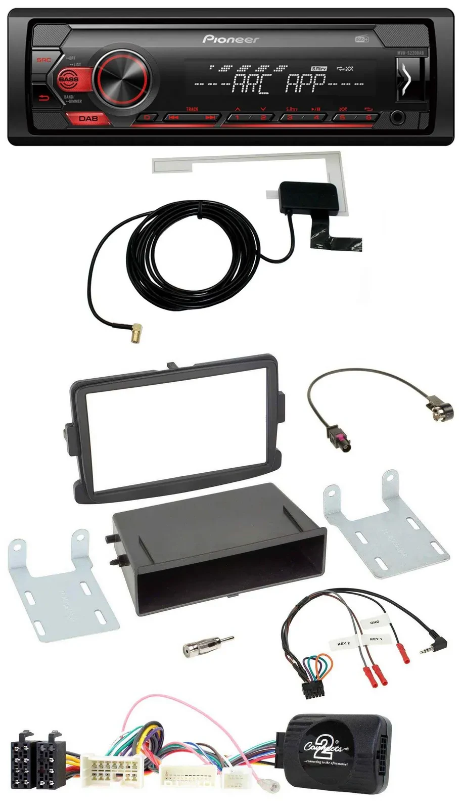 Автомагнитола Pioneer 1 DIN USB DAB MP3 с управлением на руле, для Dacia Logan/Sandero с 2012 года, чёрная