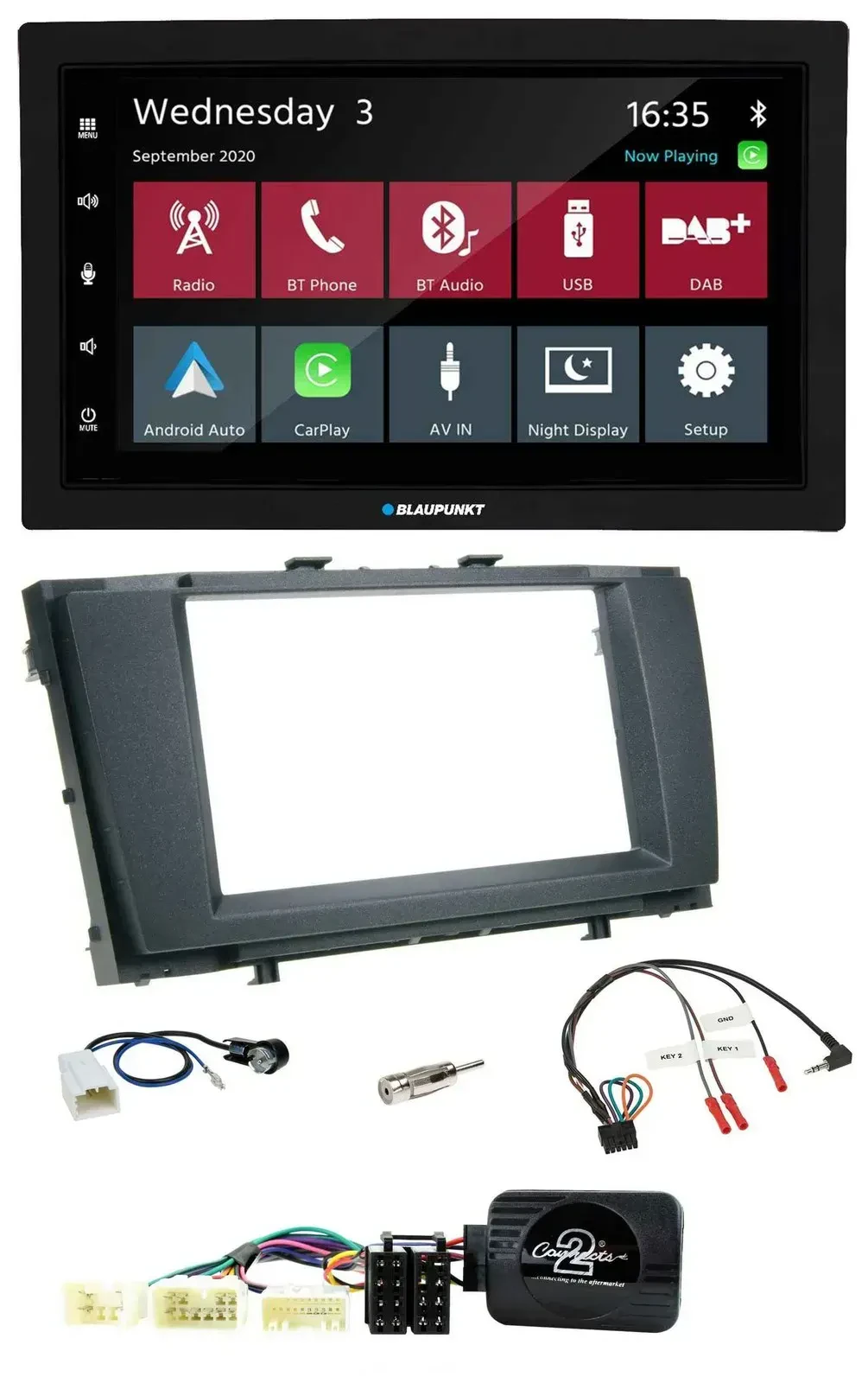 Blaupunkt 2DIN Lenkrad USB Bluetooth DAB Autoradio für Toyota Avensis 2009-2011