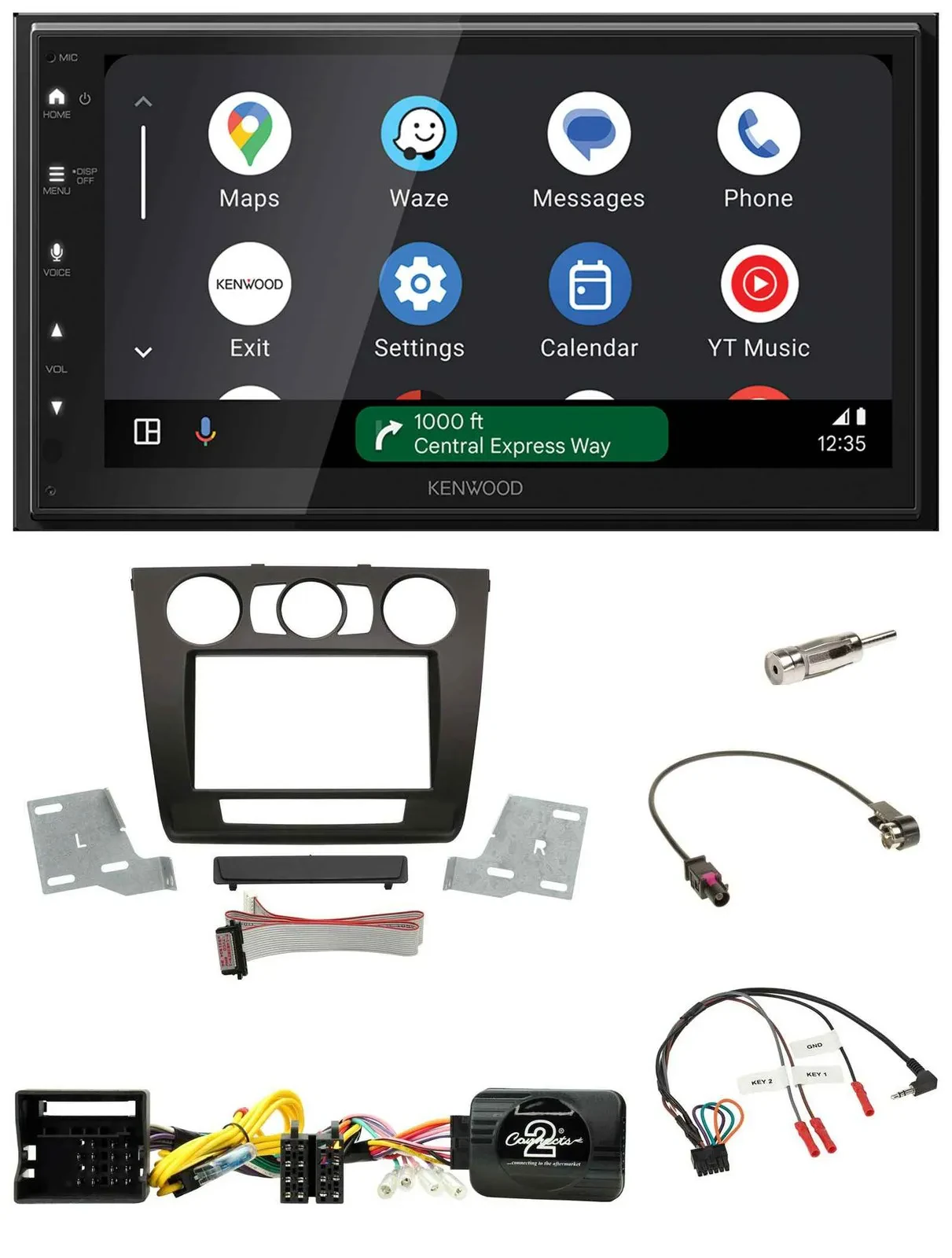 Kenwood DAB Bluetooth USB Lenkrad 2DIN Autoradio für BMW 1er man. Klima E87/E88/