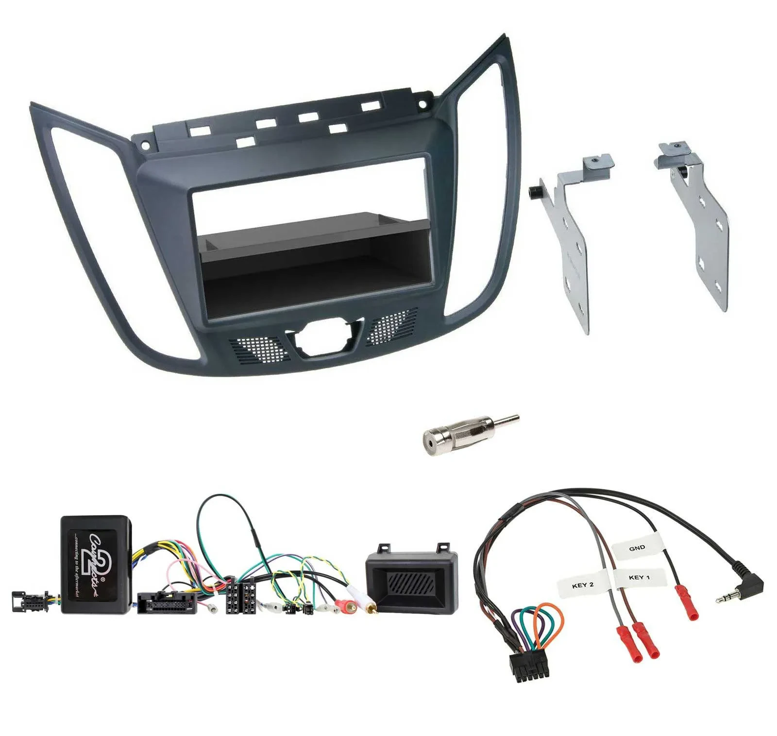 Radioset Lenkradadapter DIN Autoradio für Ford C-Max Kuga dunkelgrau