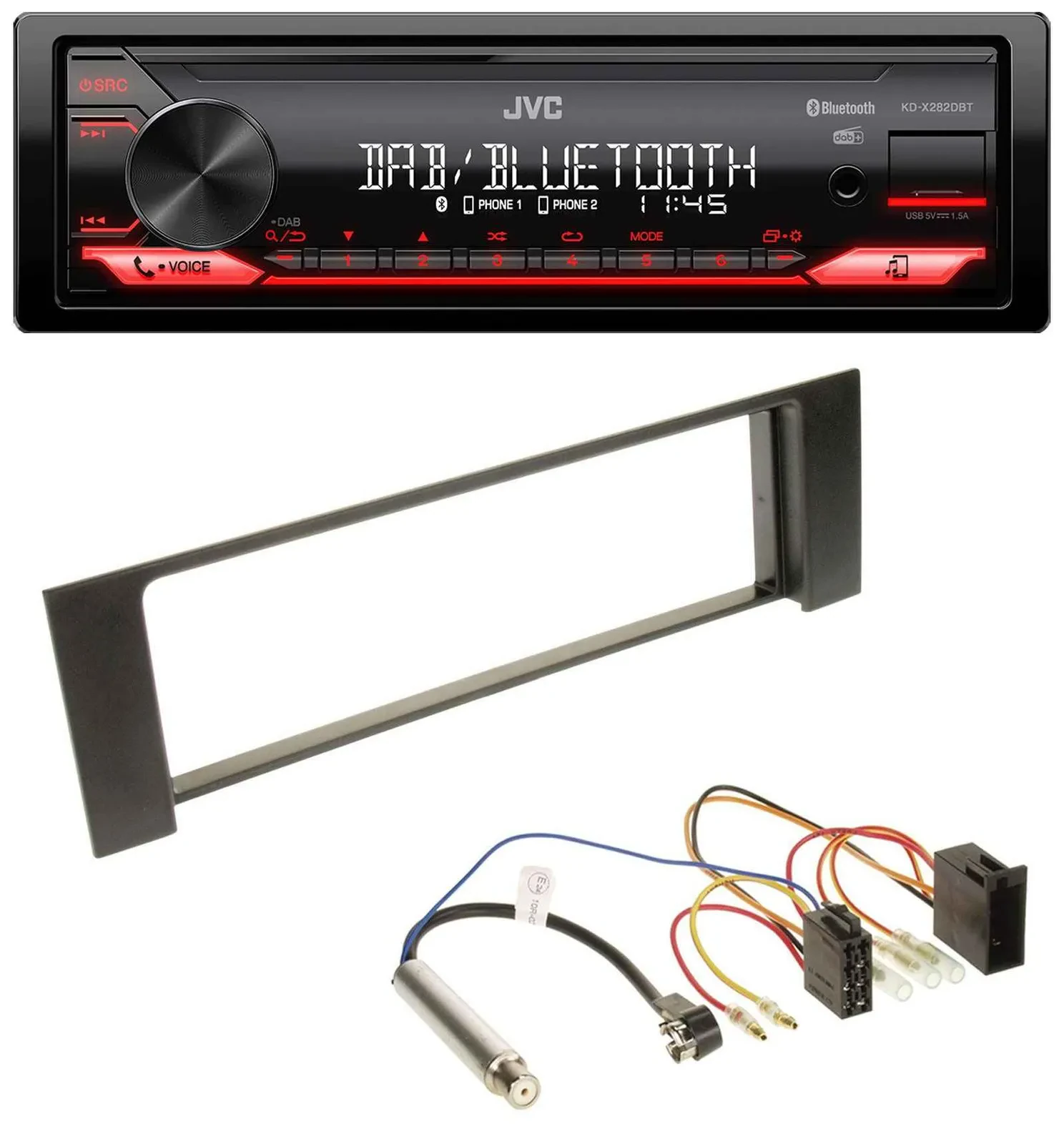 JVC Bluetooth USB DAB MP3 Autoradio für Audi A4 (B6, 00-04) - ISO
