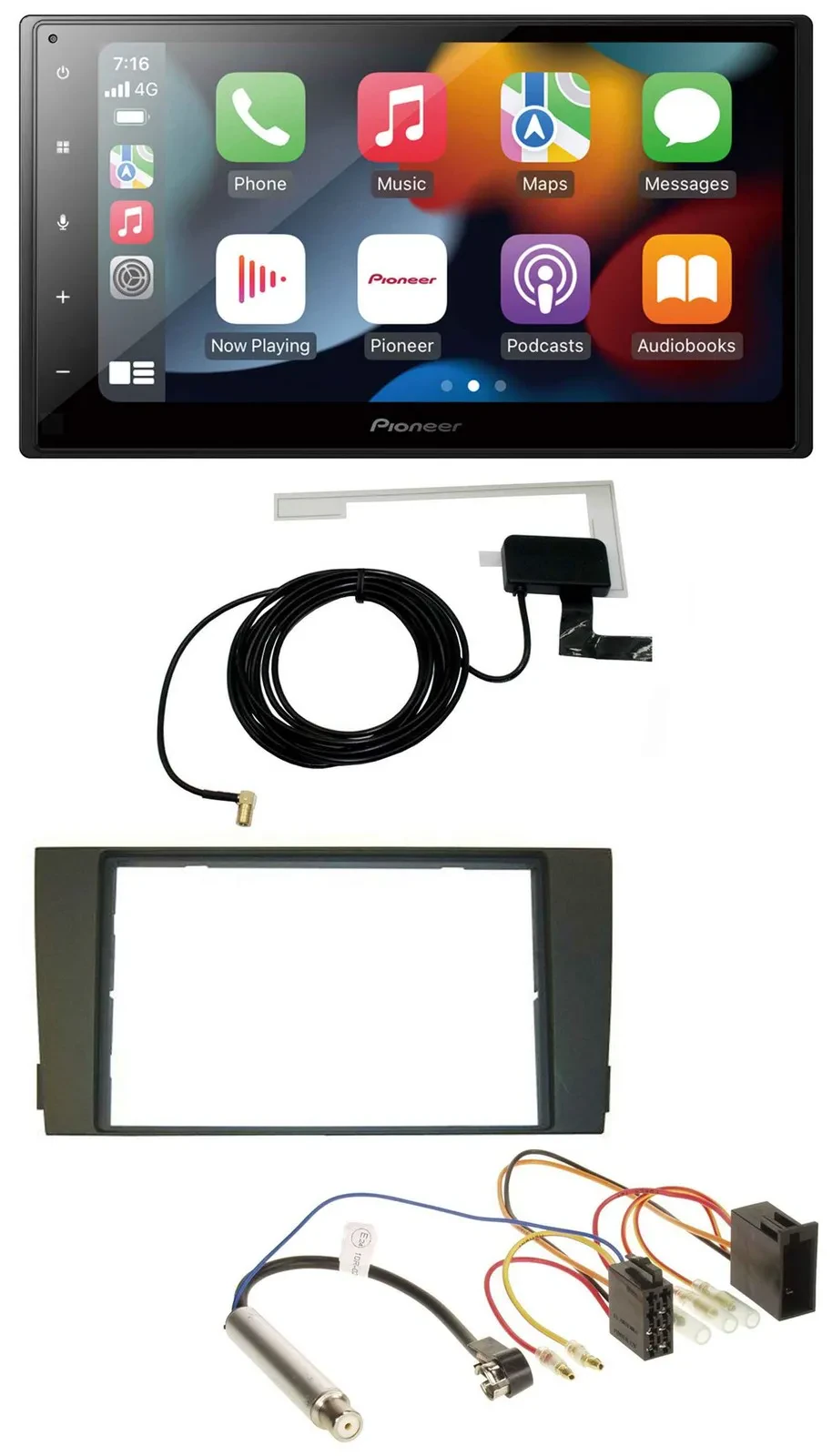 Автомагнитола Pioneer 2DIN MP3 USB Bluetooth DAB для Audi A6 C5 (2001–2005), разъём ISO