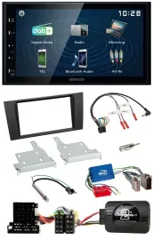 Kenwood 2DIN Bluetooth Lenkrad USB DAB Autoradio für Audi A4 99-01 Aktivsystem
