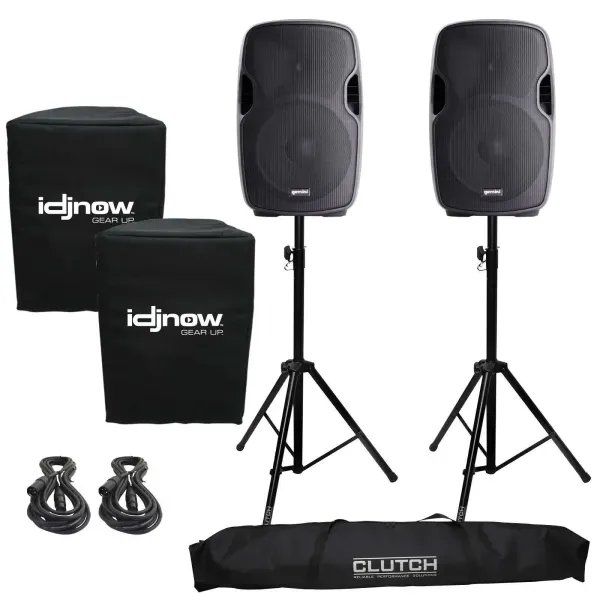 Gemini AS-1200P Active/Powered Portable DJ PA Speaker System Stands and Covers