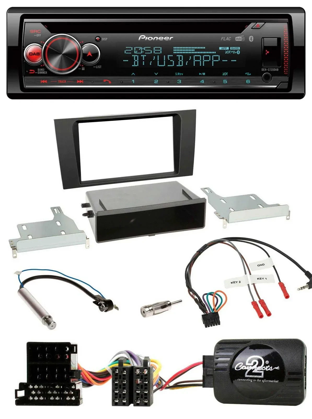 Автомагнитола Pioneer DAB, CD, Bluetooth, USB для Audi A4 B5 (1999–2001)