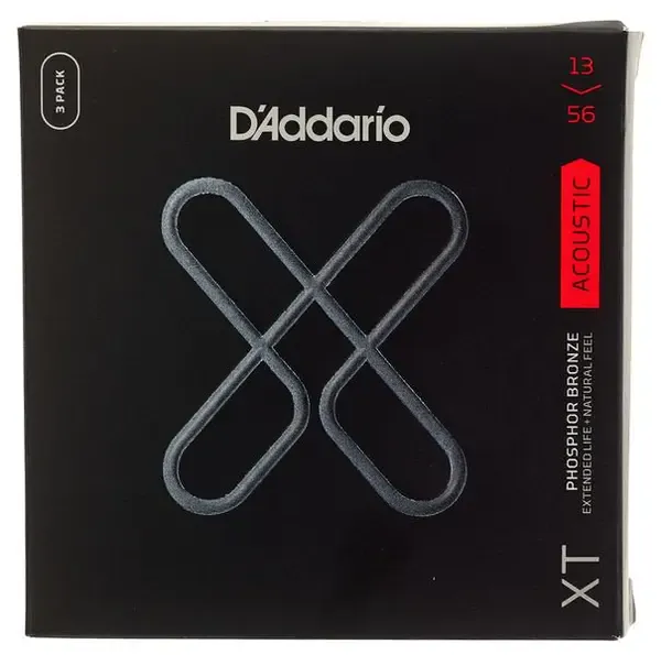 Струны для акустической гитары D'Addario XTAPB1356-3P, фосф.бронза, 13-56, с покрытием, 3 комплекта