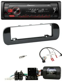 Автомагнитола Pioneer 1 DIN, DAB, USB, MP3, для Fiat Panda (2012–2020), черный глянец