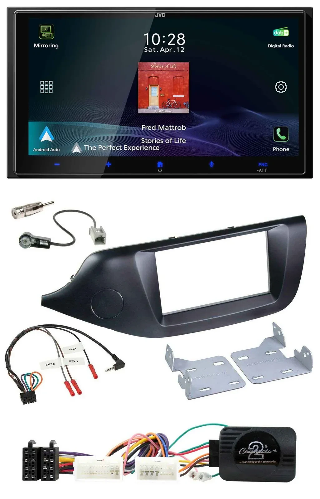 JVC USB Bluetooth 2DIN DAB Lenkrad Autoradio für Kia Ceed ab 2012 schwarz ohne S