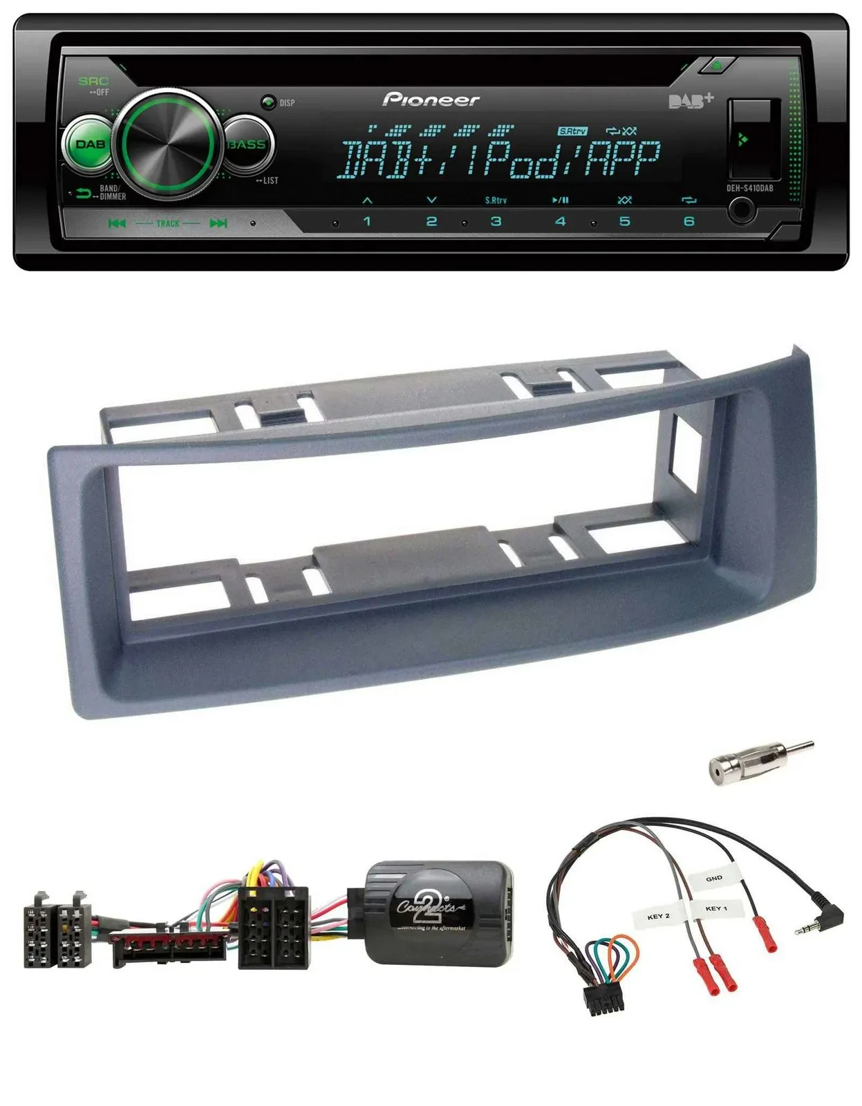 Автомагнитола Pioneer CD/USB MP3 DAB для Renault Scenic/Megane (1996-2000), серый