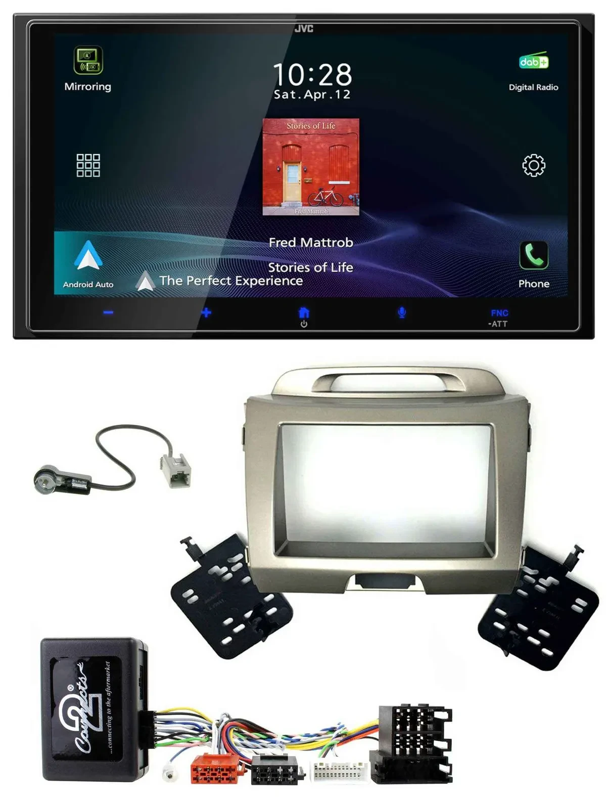 JVC USB Bluetooth 2DIN DAB Lenkrad Autoradio für Kia Sportage 3 Navi 10-15 silbe