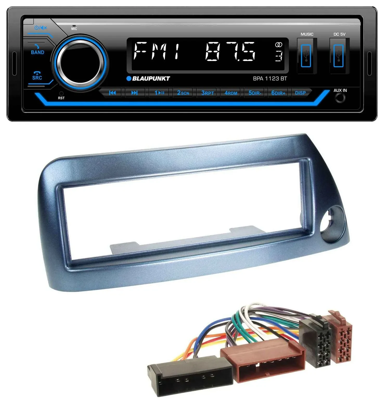 Blaupunkt MP3 Bluetooth USB AUX Autoradio für Ford Ka bis 2008 blau-metallic