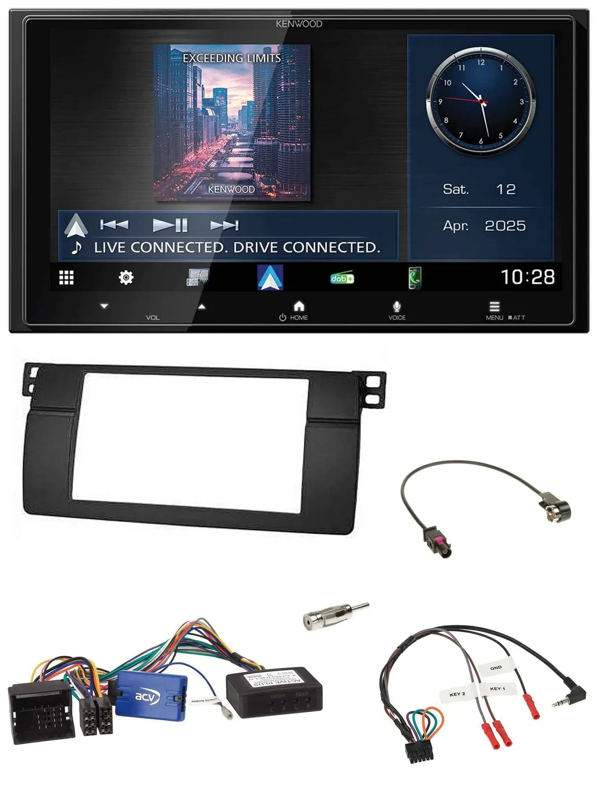 Автомагнитола для BMW 3 Series E46 (2002–2006) Kenwood 2DIN Bluetooth USB DAB, черная