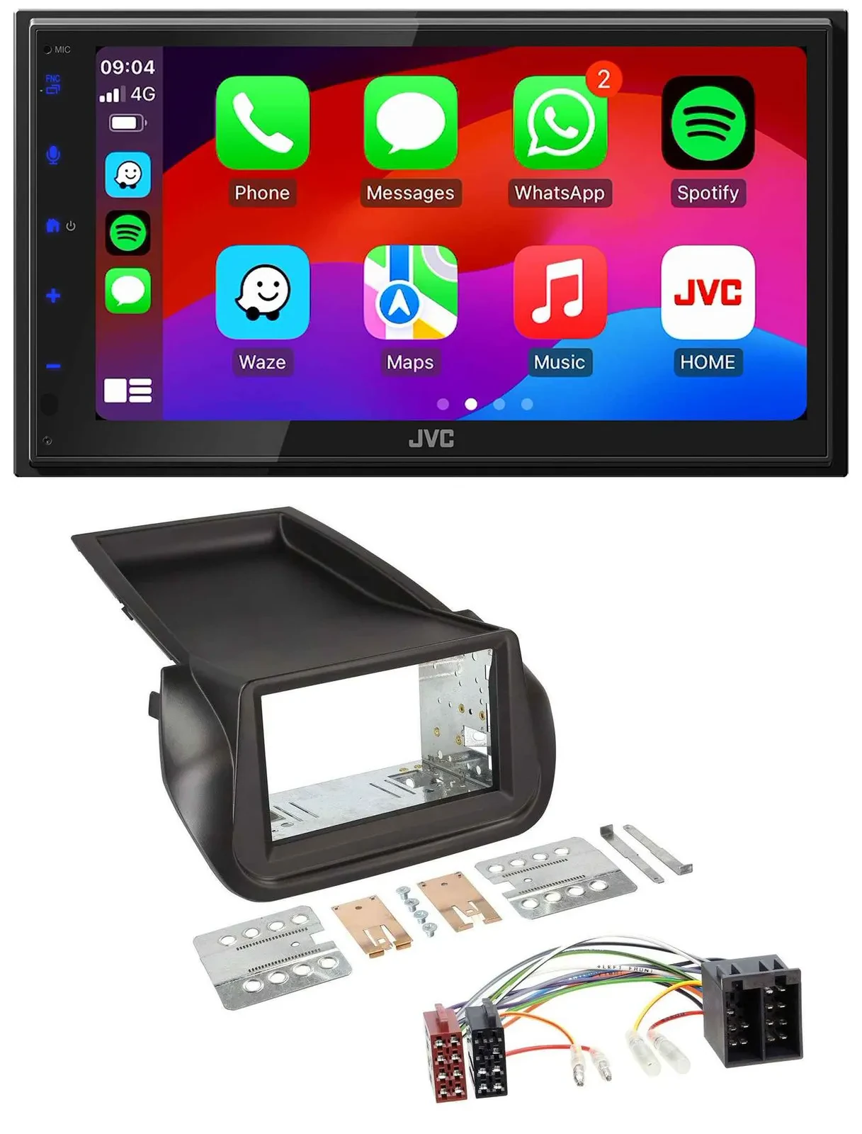 JVC Bluetooth USB MP3 2DIN DAB Autoradio für Citroen Nemo Fiat Fiorino Peugeot B