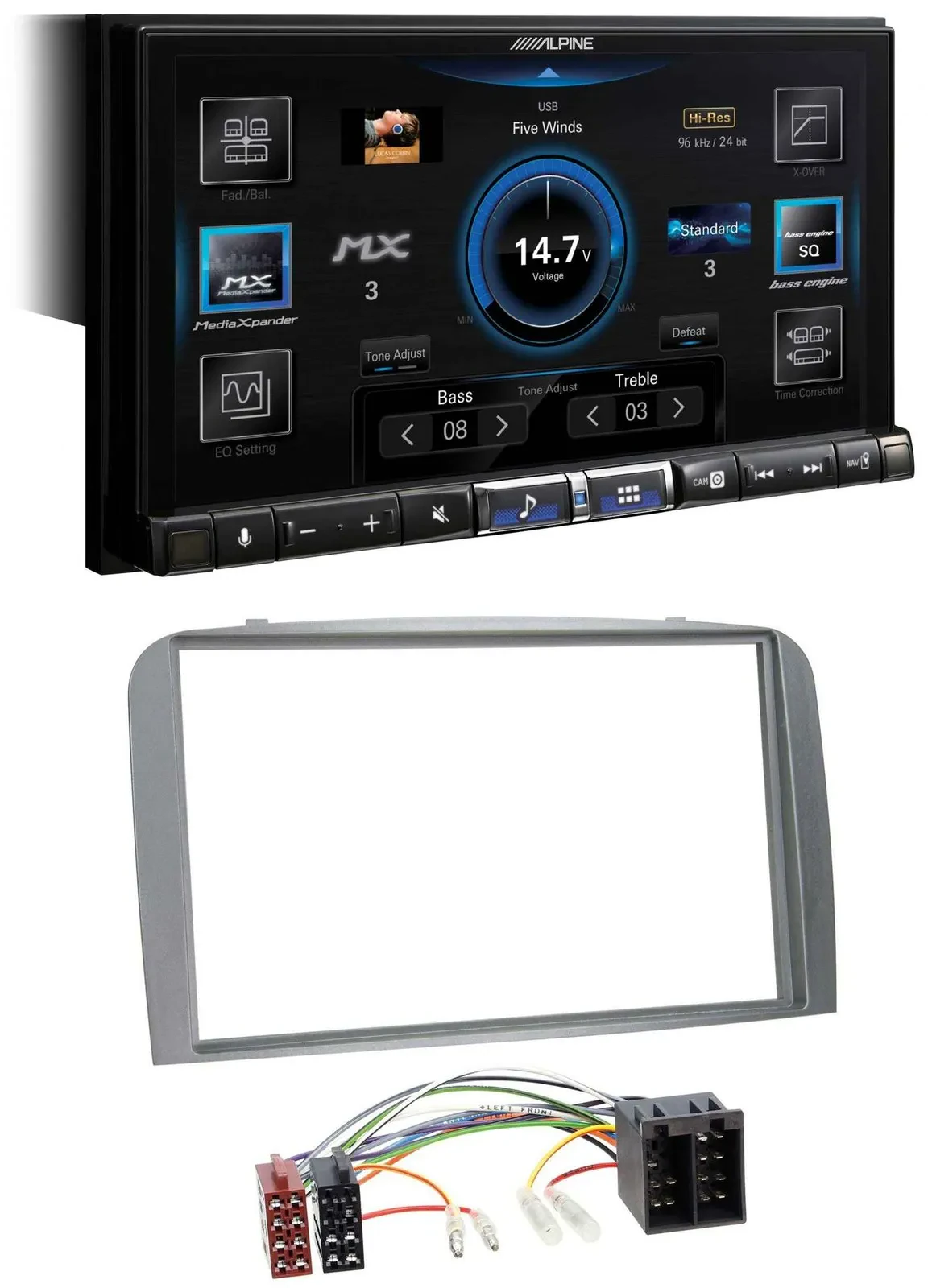 Alpine DAB 2DIN USB Bluetooth MP3 Autoradio für Alfa Romeo 147 GT 00-10 silber