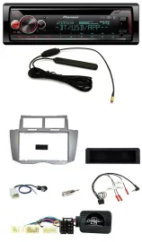 Автомагнитола Pioneer USB, DAB, Bluetooth, CD для Toyota Yaris 2007–2011, серебристая, с поддержкой управления на руле