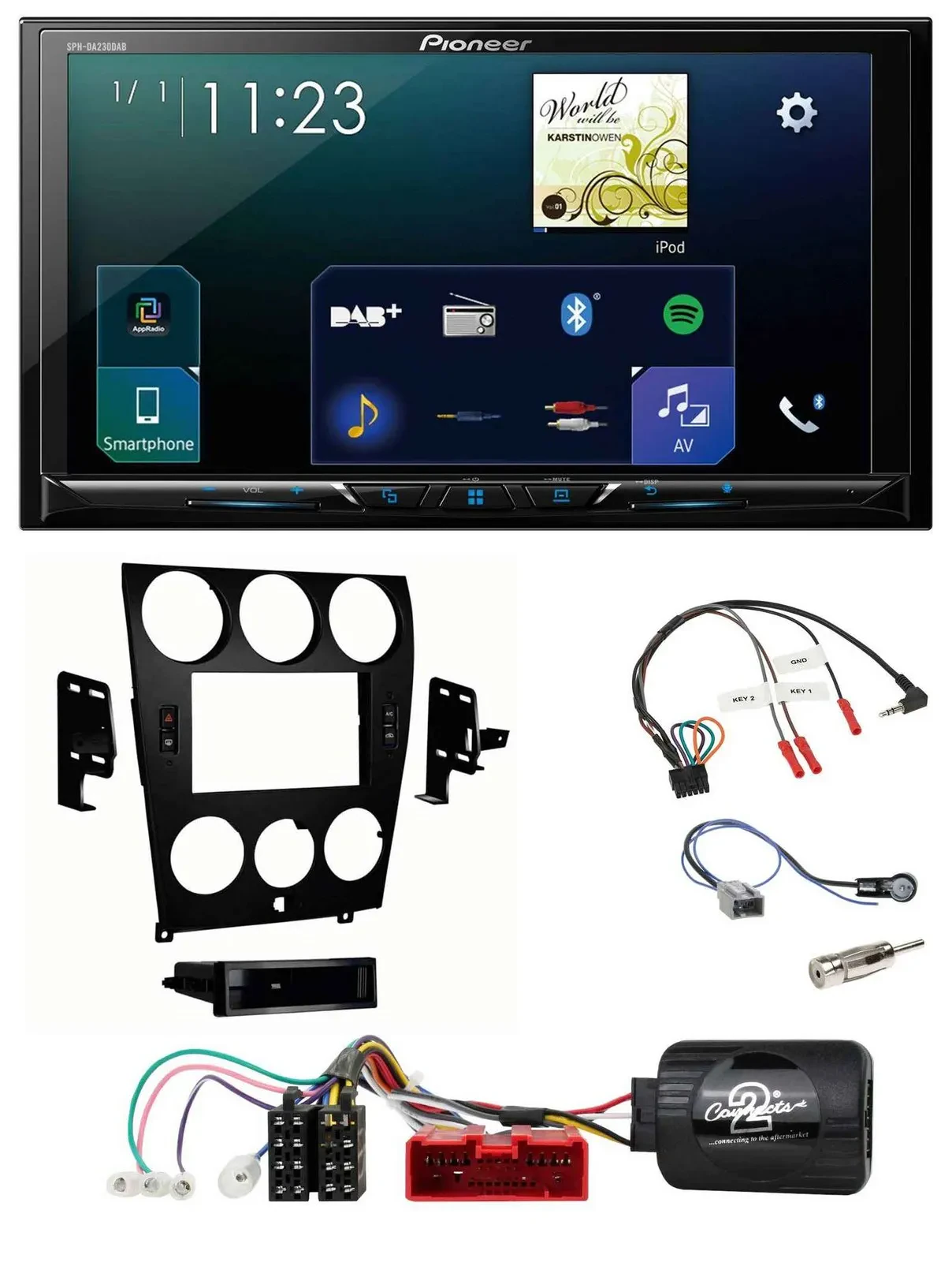 Pioneer Lenkrad Bluetooth USB 2DIN DAB Autoradio für Mazda 6 2006-2008