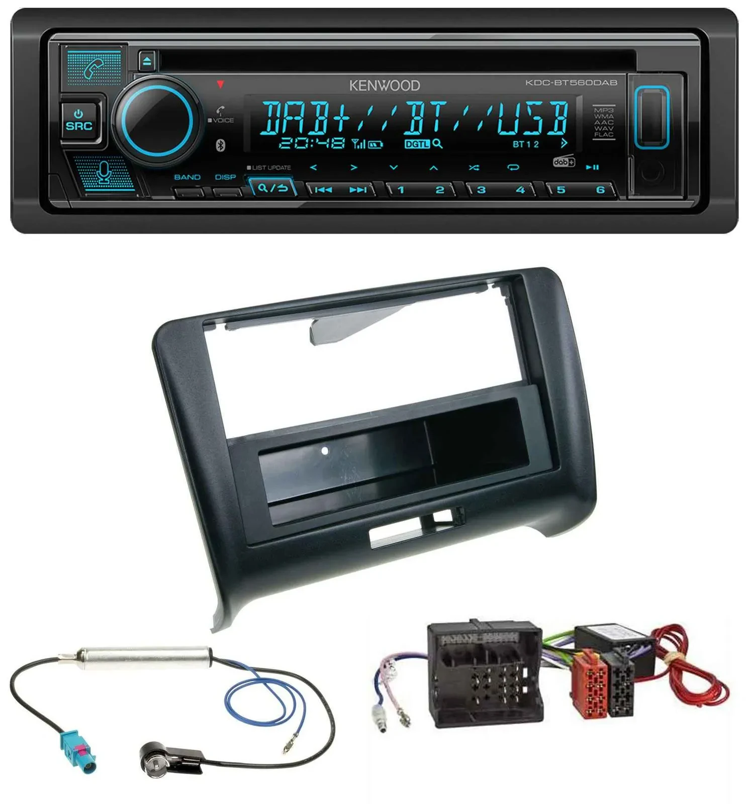 Kenwood Bluetooth DAB CD MP3 USB Autoradio für Audi TT 06-14 Aktivsystem Quadloc