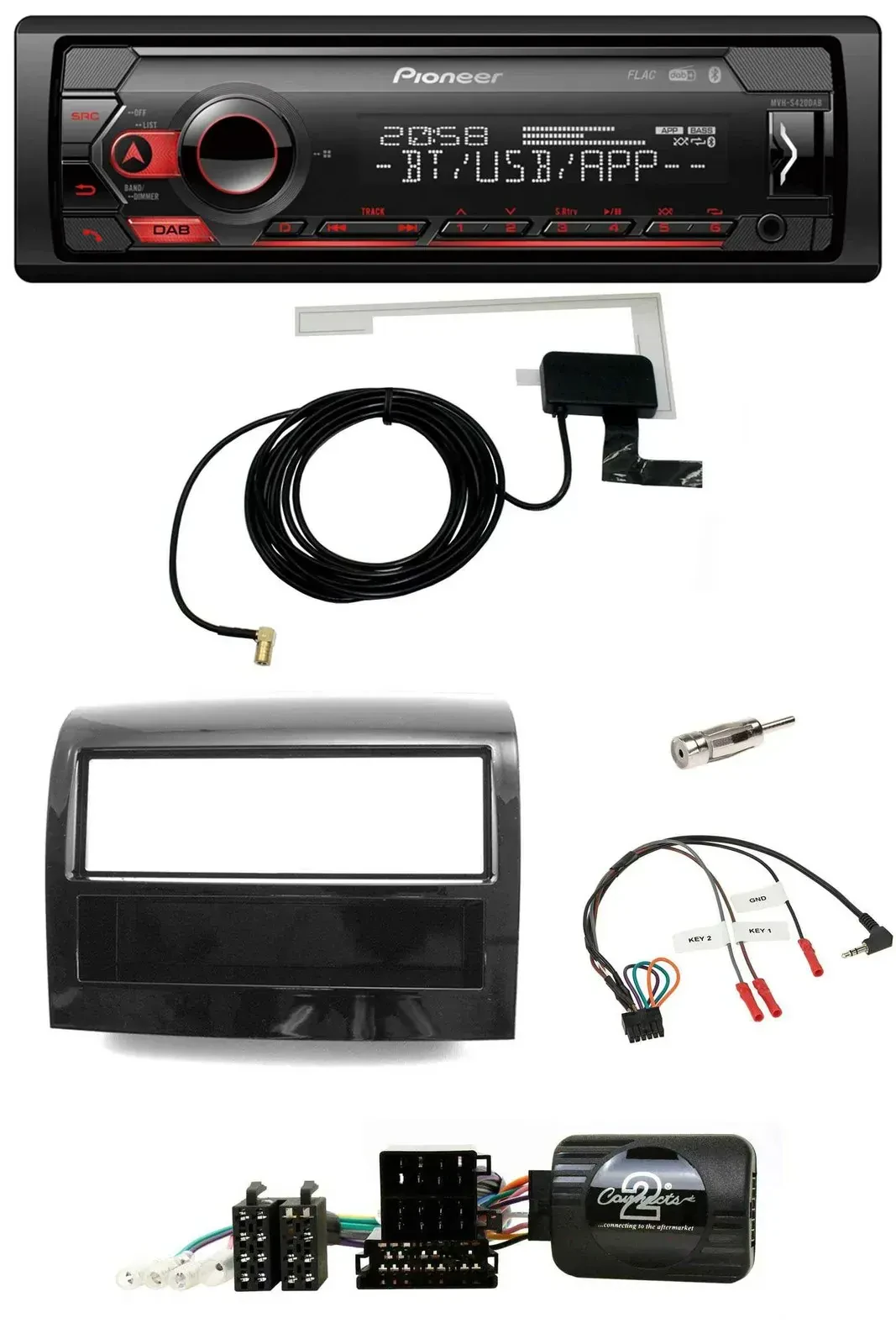 Автомагнитола для Fiat Ducato 2012–2015 Pioneer DAB, Bluetooth, USB, совместимая с кнопками на руле, цвет Piano Black