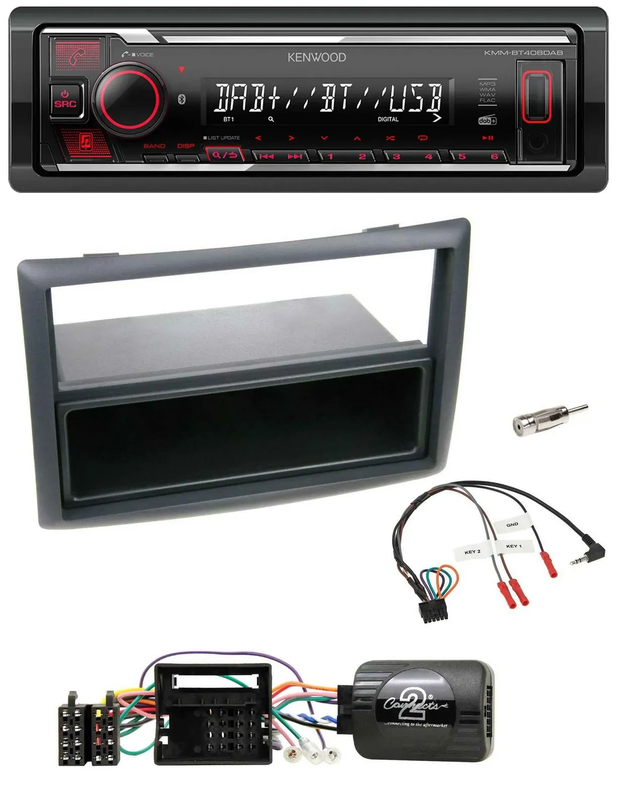 Автомагнитола для Renault Megane (2009–2012) Kenwood Bluetooth, USB, DAB, совместимая с кнопками на руле