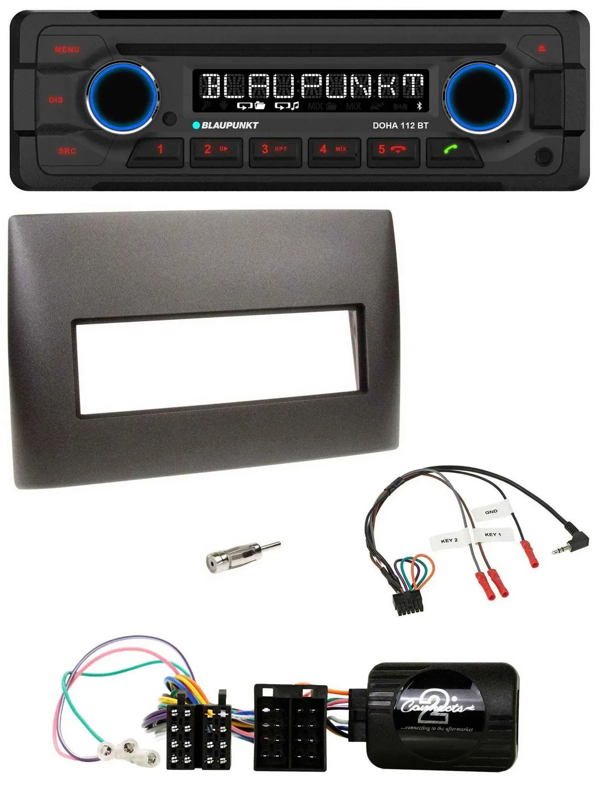 Автомагнитола Blaupunkt для Fiat Stilo 2001–2007 CD/MP3, Bluetooth, USB, черная, с поддержкой управления с руля