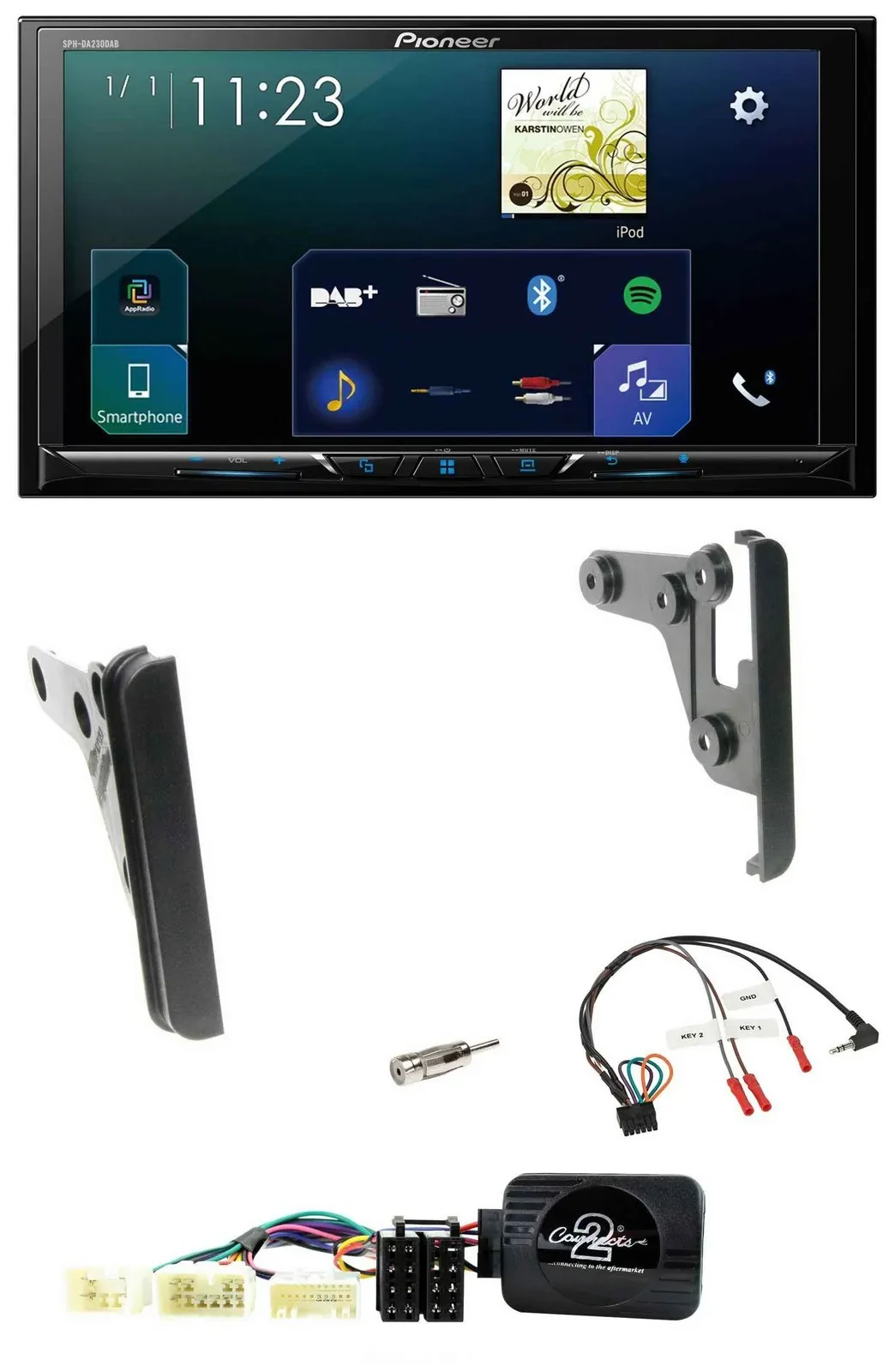 Автомагнитола для Toyota Yaris 2007–2010 Pioneer 2DIN, Bluetooth, USB, DAB