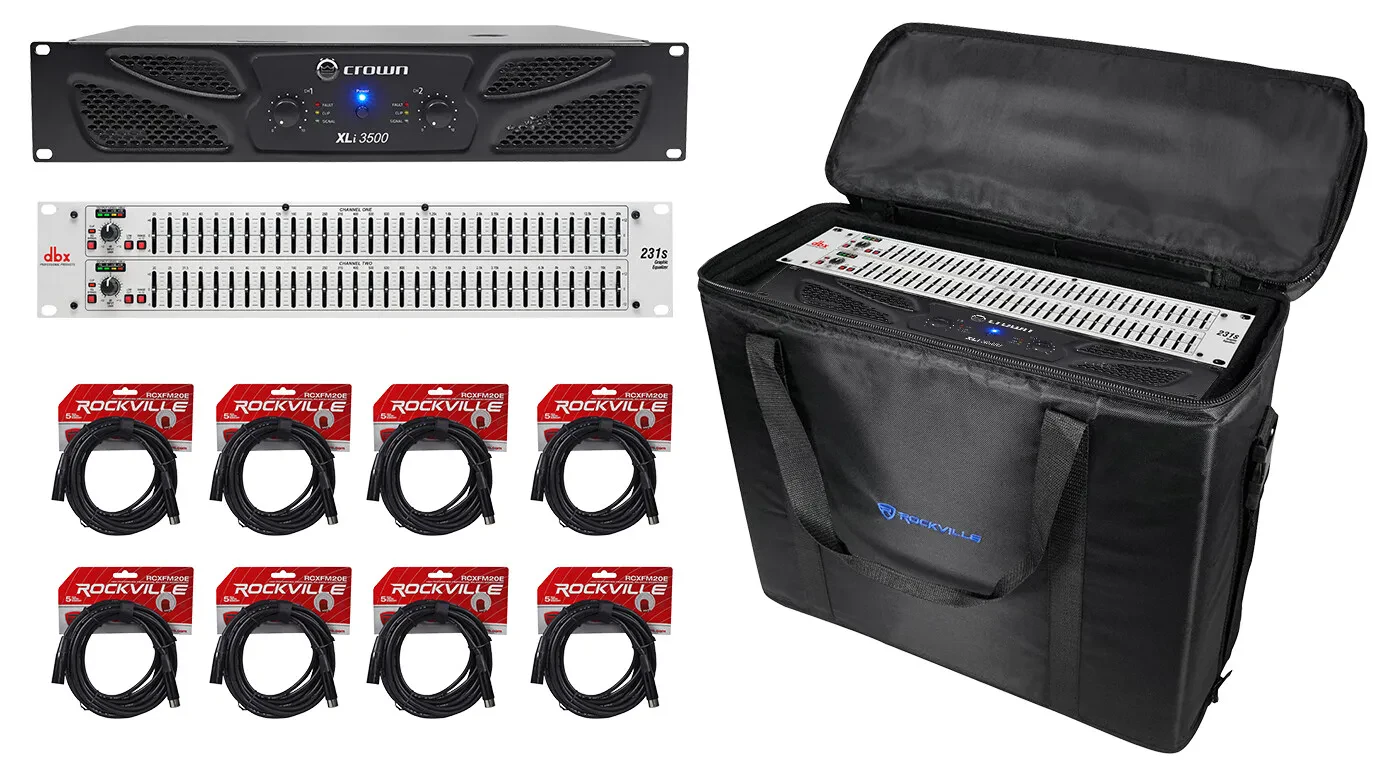 Усилитель мощности для PA Crown XLi3500 2700W, 2-канальный (набор) с DBX 231S EQ и рэковым кейсом (сумка)