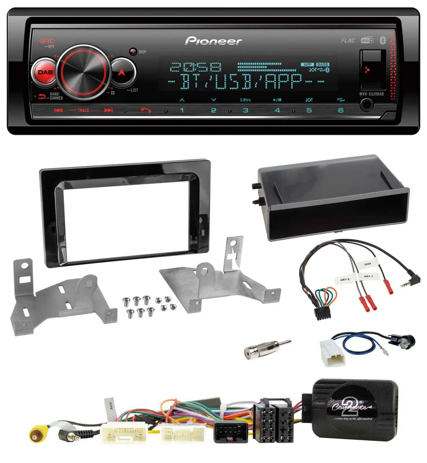 Pioneer Bluetooth USB Lenkrad DAB Autoradio für Toyota Aygo ab 2022 AB7 Klavierl