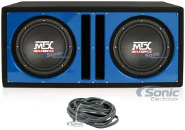 2x MTX TN10-04 150W 10" Subwoofers + Blue Dual 10" Ported Enclosure Box