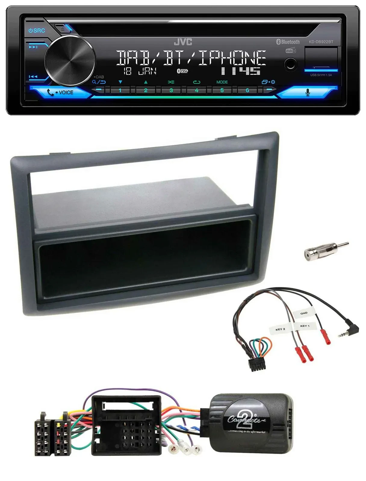 Автомагнитола JVC Bluetooth USB DAB CD для Renault Megane 2009–2012 с поддержкой кнопок на руле