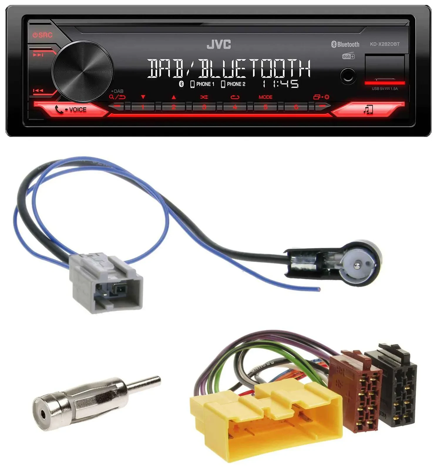 JVC Bluetooth USB DAB MP3 Autoradio für Mazda 2 (DY, 2003-2007)