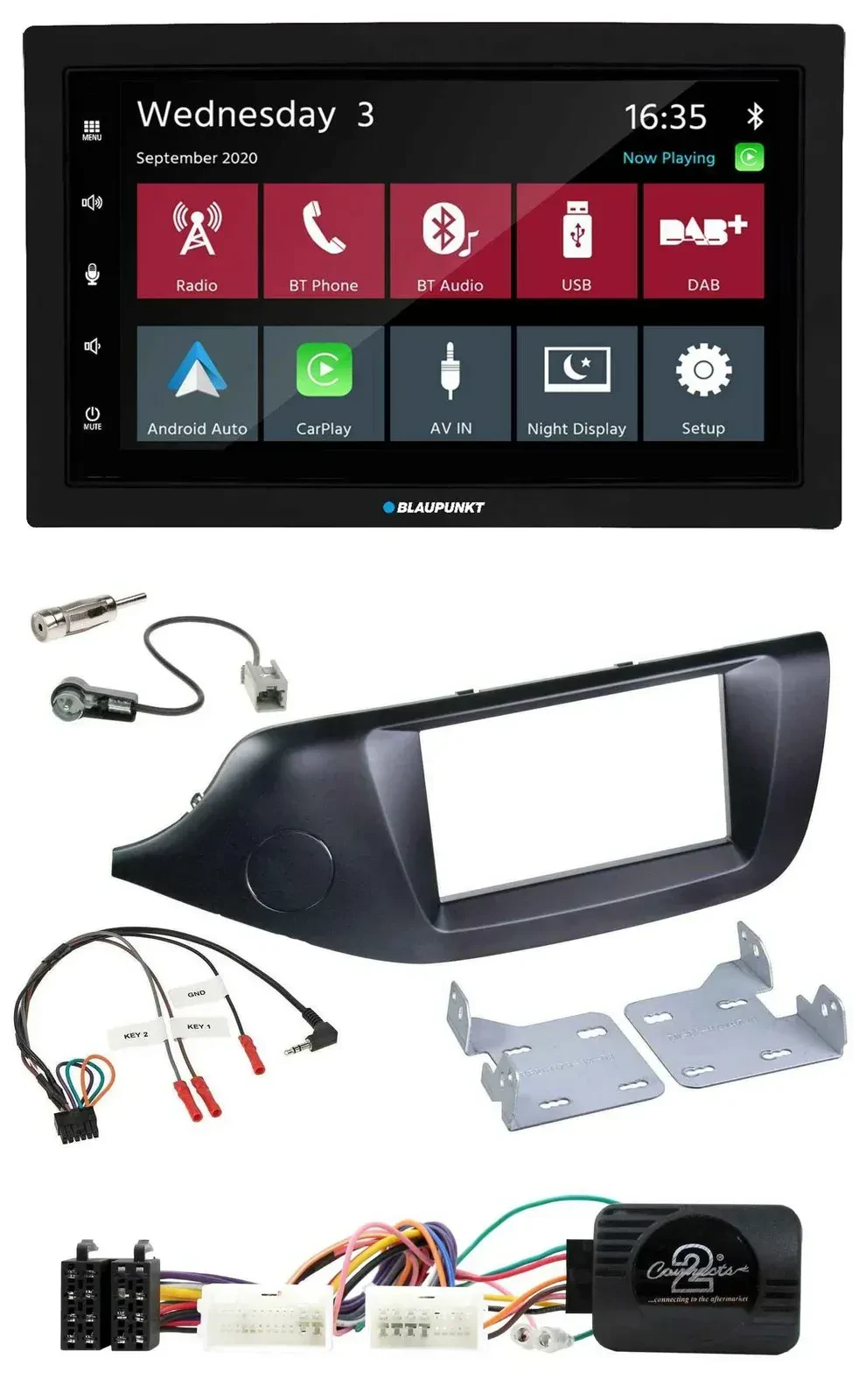 Blaupunkt DAB Bluetooth USB Lenkrad 2DIN Autoradio für Kia Ceed ab 2012 schwarz
