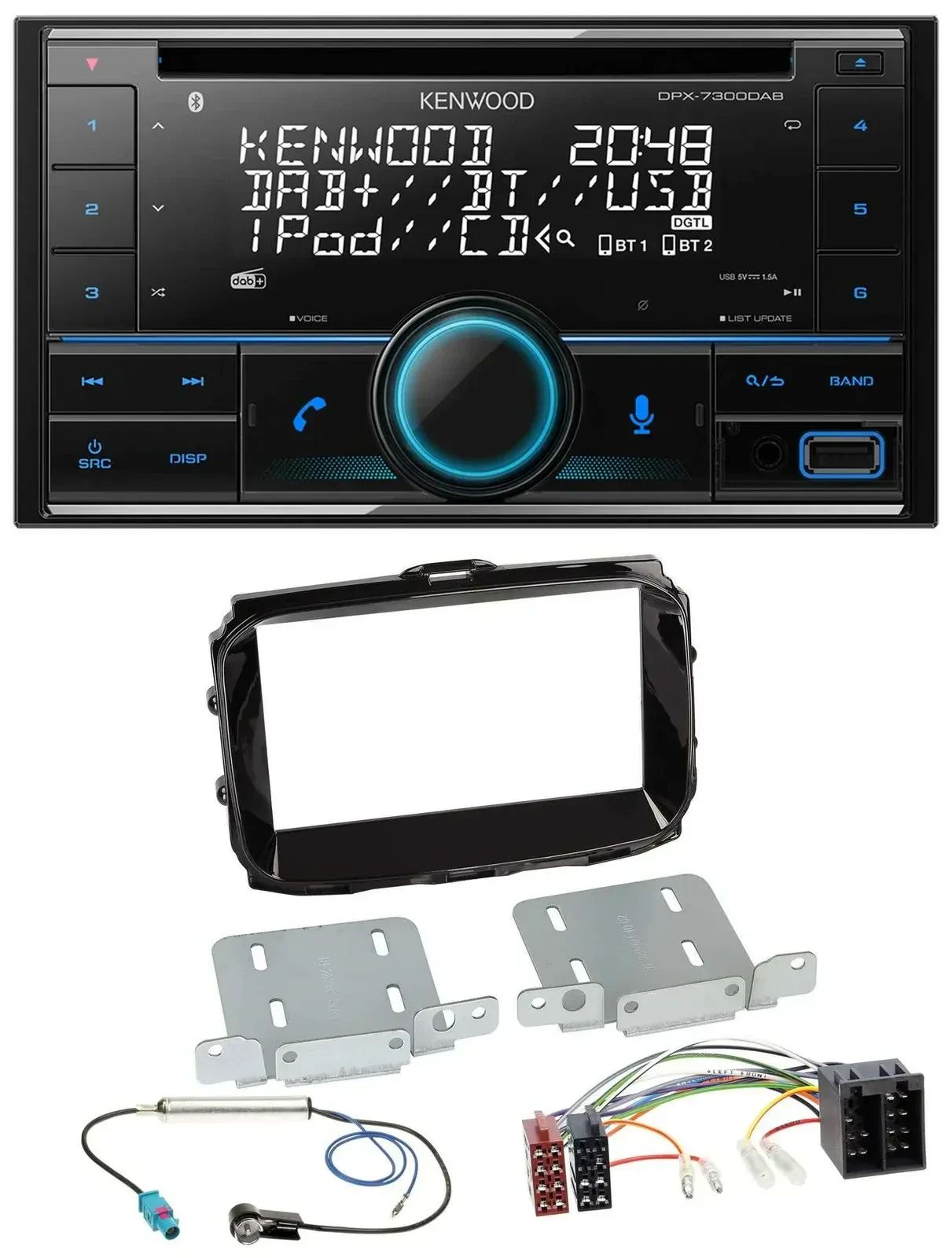 Автомагнитола для Alfa Romeo Kenwood 2 DIN CD DAB USB MP3 Bluetooth ISO (с 2013) черный (Piano Black)
