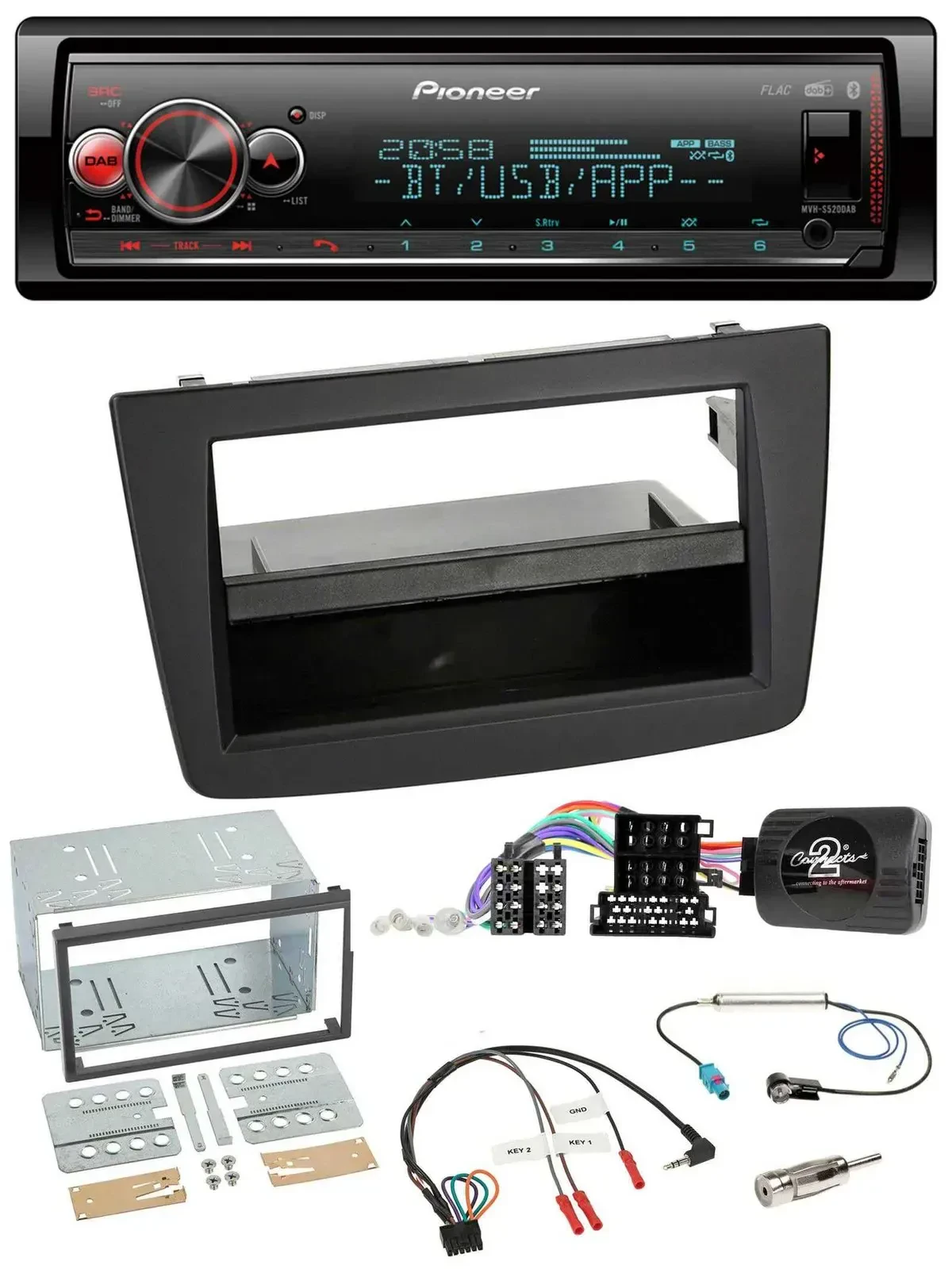 Автомагнитола для Alfa Romeo Mito 2008–2014 Pioneer Bluetooth USB DAB черная