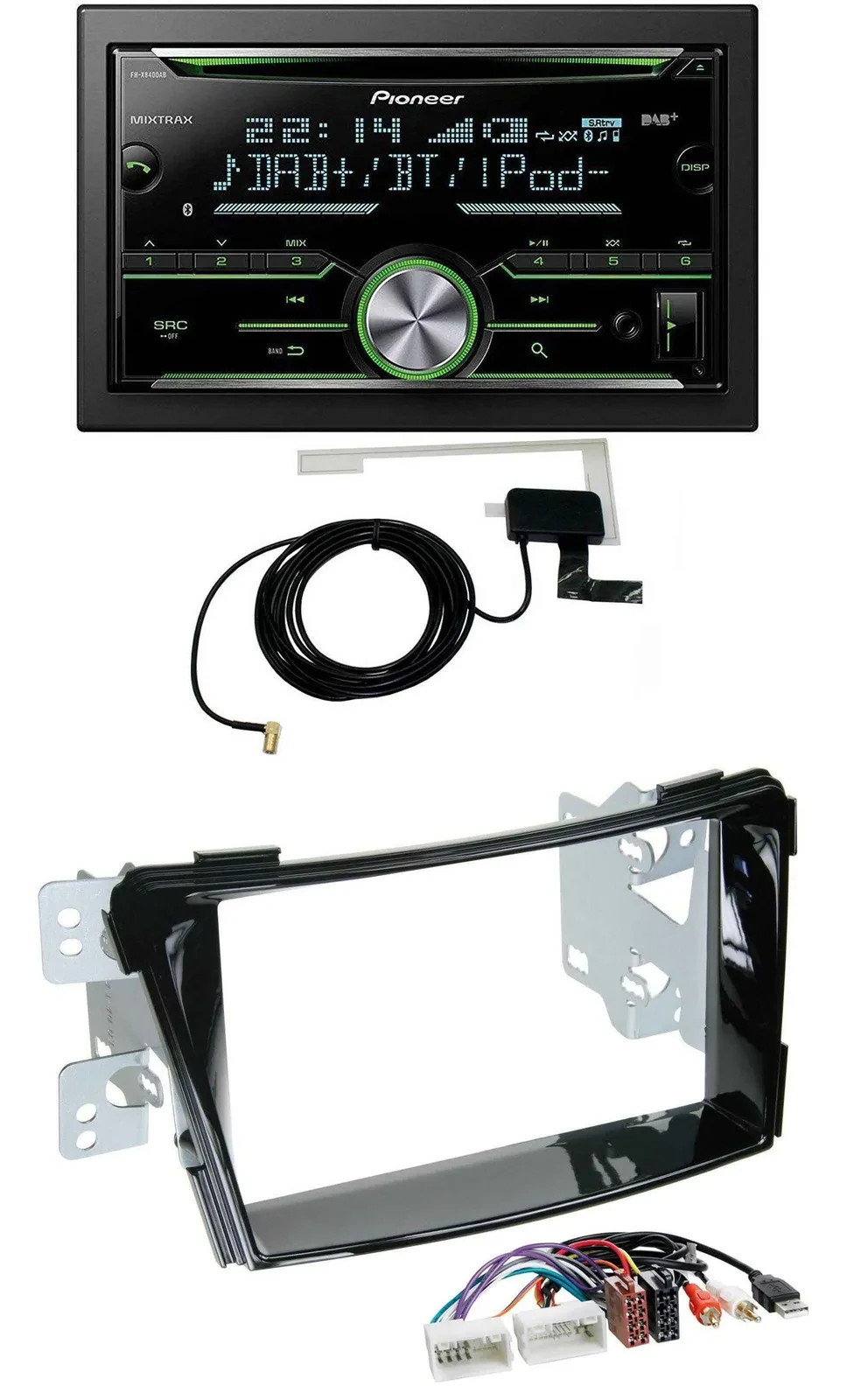 Автомагнитола Pioneer 2-DIN CD/USB MP3 Bluetooth DAB для Hyundai i40 (с 2011), черный глянец