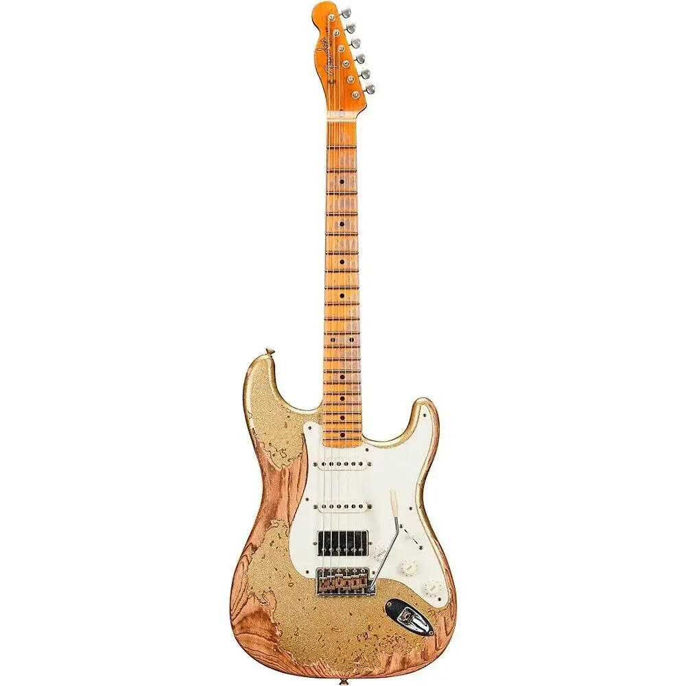 Электрогитара Fender Custom Shop LE Nashville Ash-V 57 Stratocaster HSS SH Relic Gold Sparkle