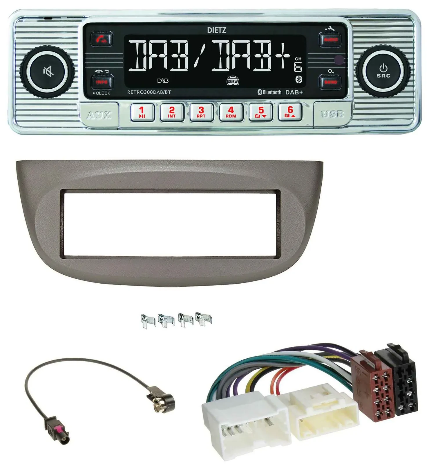Dietz Bluetooth MP3 DAB USB Autoradio für Renault Twingo ab 2012 beige-grau