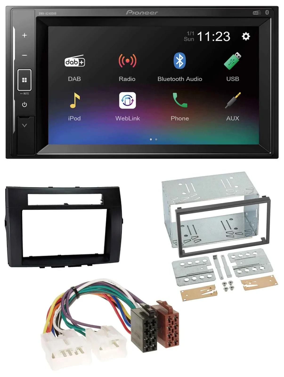 Автомагнитола Pioneer 2DIN DAB MP3 Bluetooth USB для Toyota Corolla Verso 2004–2009, черная