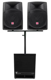 (2) Rockville RPG12 12" Active DJ PA Speakers+Dual Mount+15" Powered Subwoofer