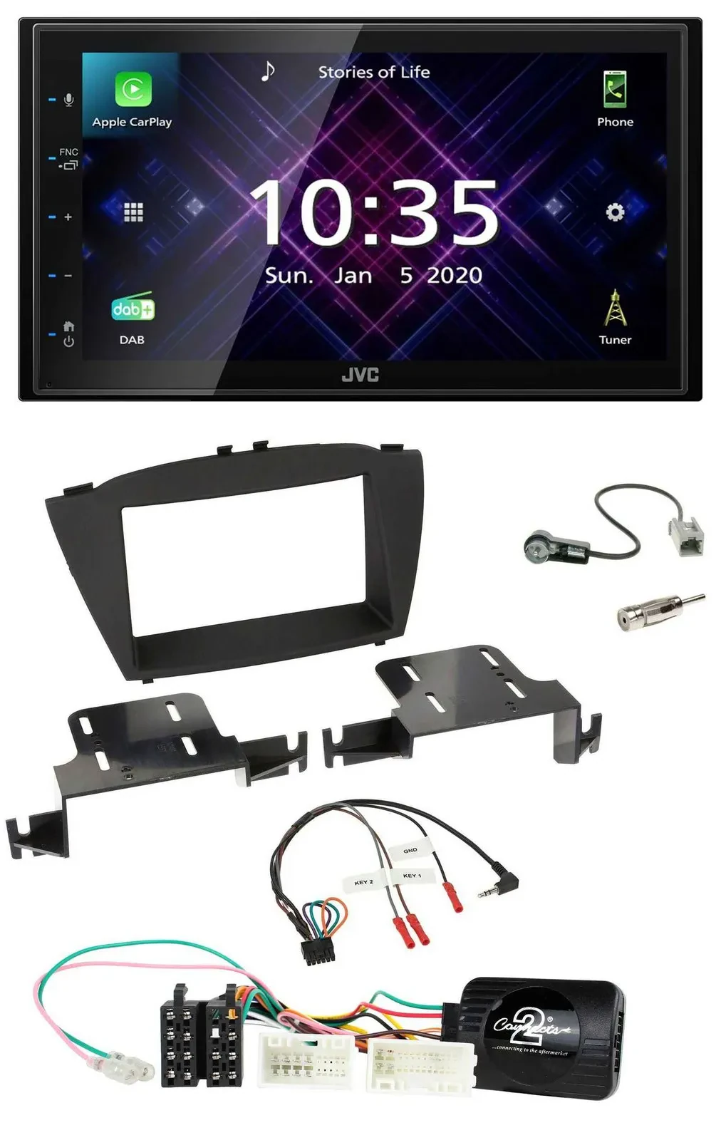 JVC DAB 2DIN Lenkrad Bluetooth USB Autoradio für Hyundai ix35 ab 2013 ohne Sound