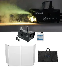 Rockville RFAAW DJ Event Facade Booth+Travel Bag+Scrim+LED Fog Machine+Juice