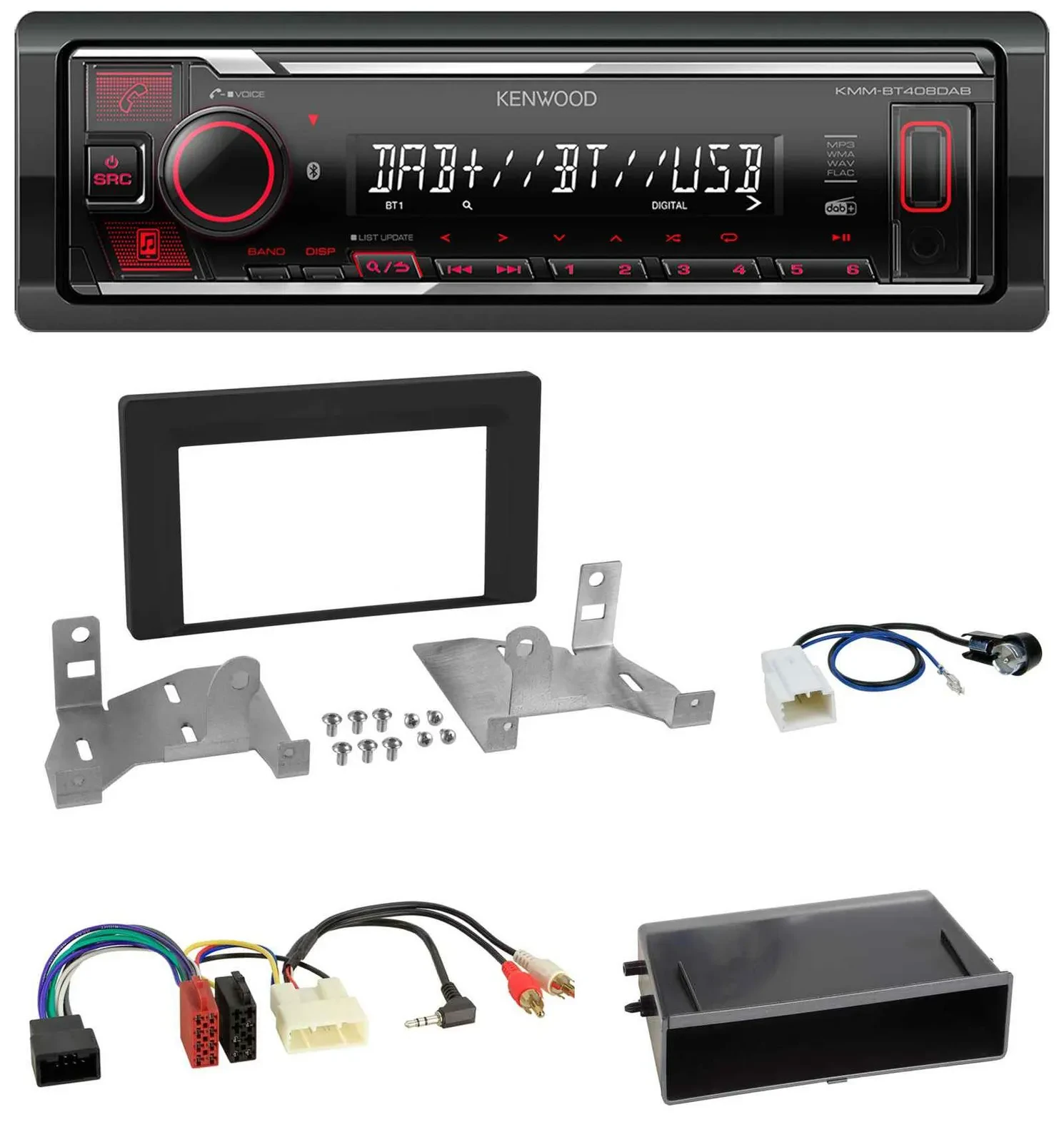 Автомагнитола Kenwood MP3 Bluetooth USB DAB для Toyota Aygo AB7 (с 2022), матовый чёрный