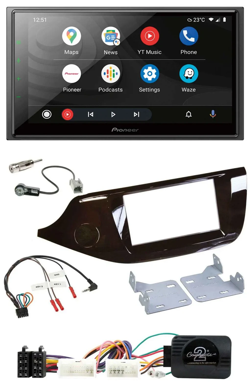 Pioneer USB 2DIN DAB Lenkrad Bluetooth Autoradio für Kia Ceed ab 2012 glänzend o