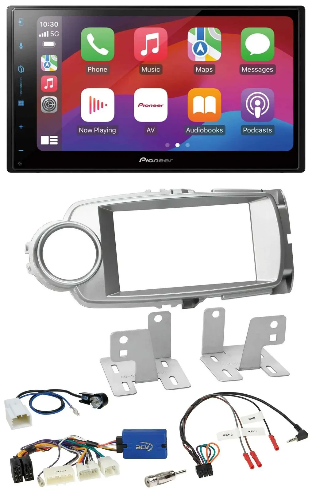 Pioneer DAB USB Lenkrad Bluetooth 2DIN Autoradio für Toyota Yaris 2011-2014 silb