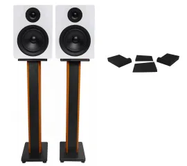 (2) Rockville DPM5W Dual Powered 5.25" 300w Studio Monitors+36" Stands+Pads